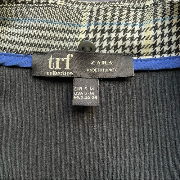Zara Women’s Blazer Plaid Size S-M Gray Black Blue - Picture 6 of 6
